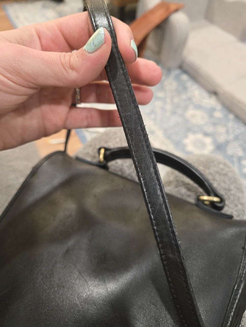 Coach• Vintage Station Black Leather Bag with Gold Accent. M4C 5130 - Picture 13 of 16